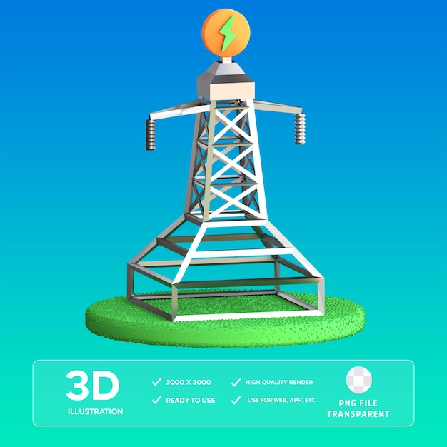 psd transmissiontower 3d illustration