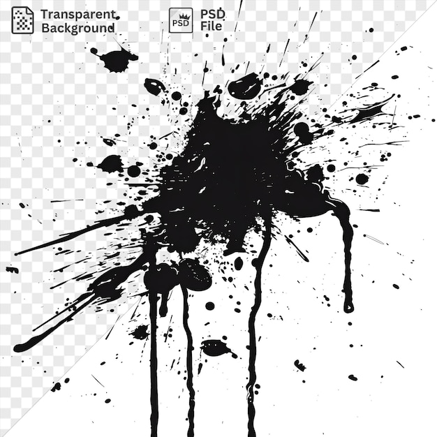 Psd transparante achtergrond grunge splatter textuur vector symbool rebel zwarte verf splatter op een geïsoleerde achtergrond