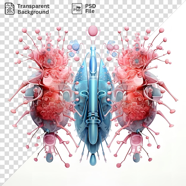 Psd transparante achtergrond realistische fotografische immunologen antilichamen op het hart