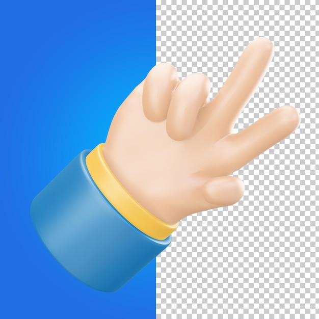 PSD psd transparent 3d icon illustration peace hand