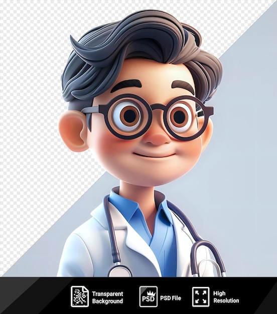 Psd transparent background 3d cartoon doctor half body png clipart png psd