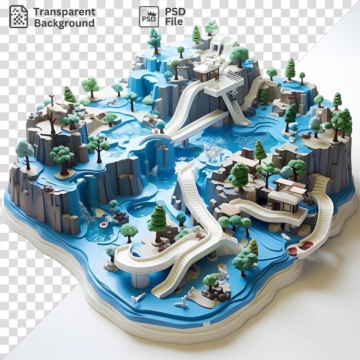 PSD psd transparent background 3d model of the blue lagoon in iceland