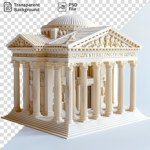 PSD psd sfondo trasparente modello 3d dell'edificio del pantheon