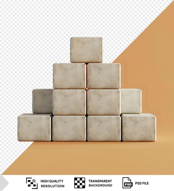 Psd transparent background concrete blocks stack on top of each other png psd