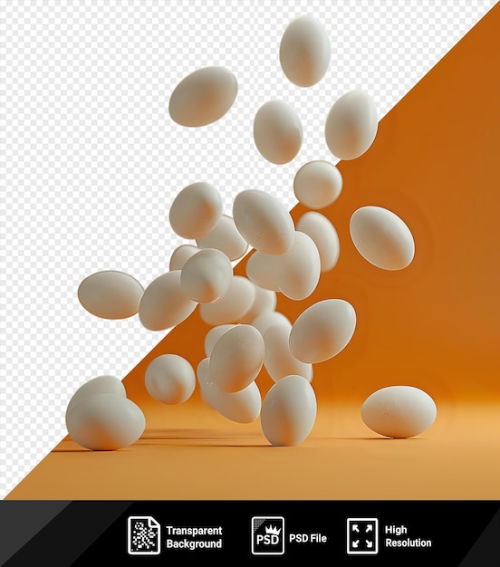 PSD psd transparent background fresh eggs falling mockup on the floor png