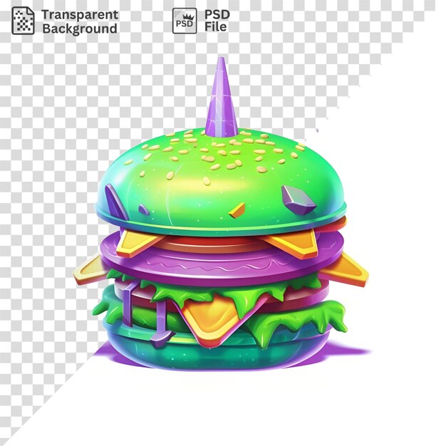 PSD sfondo trasparente psd di un hamburger verde su uno sfondo isolato