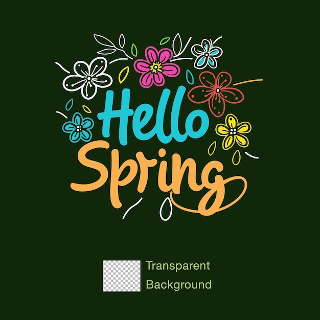 PSD psd transparent background hello spring typography