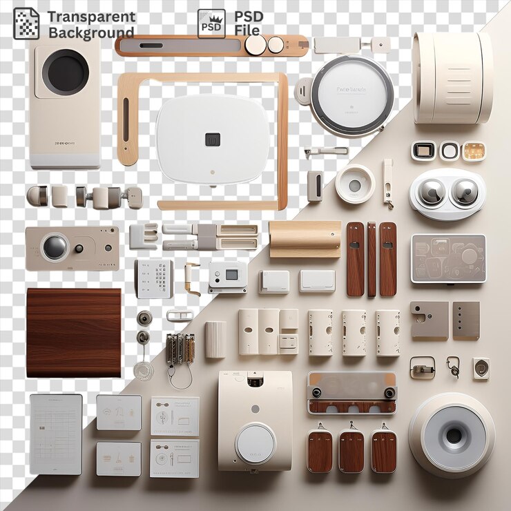 PSD psd transparent background home automation and smart gadgets set up on a transparent background