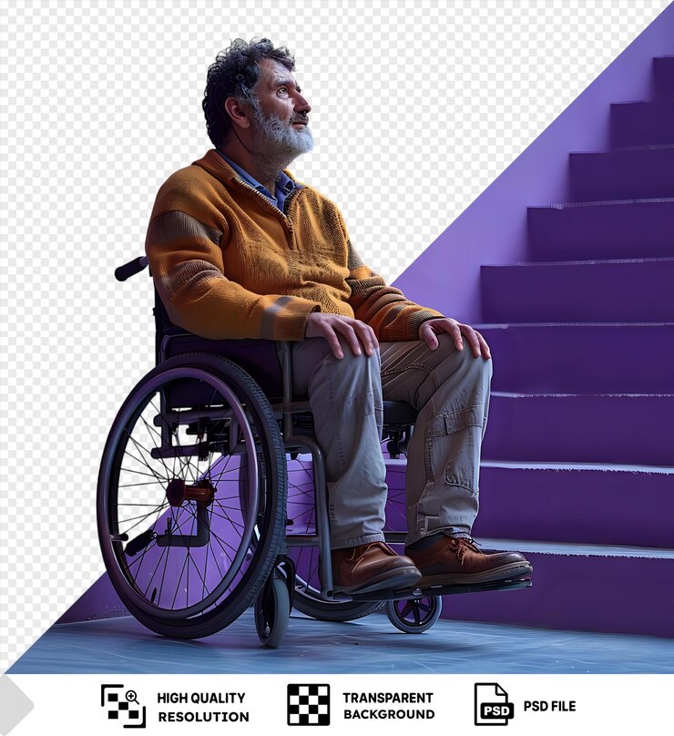PSD psd transparent background inability sitting in a wheelchair png