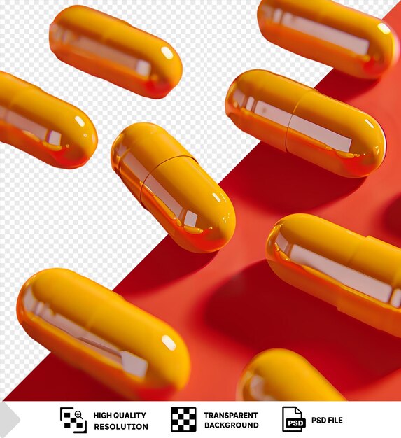 PSD psd transparent background a lot of yellow pills on a red table