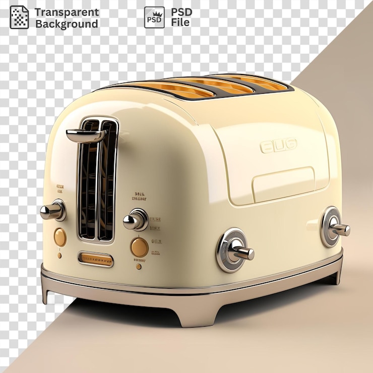 PSD psd transparent background of a white toaster with a silver handle