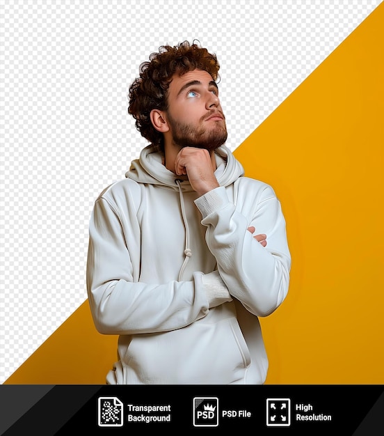 PSD psd transparent background pensive guy pondering an invisible philosophical question png psd