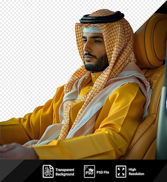 PSD psd transparent background praying in a car a young rich saudi in a leather car interior praying in a car png psd