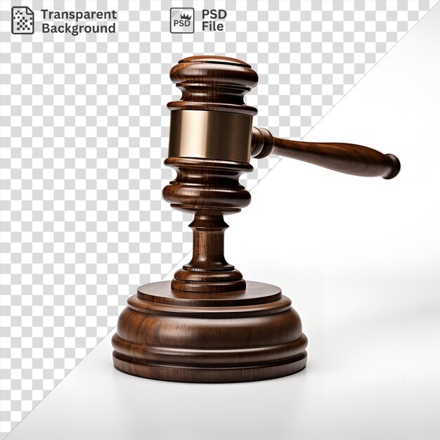 PSD psd transparent background realistic photographic judges gavel on a wooden base