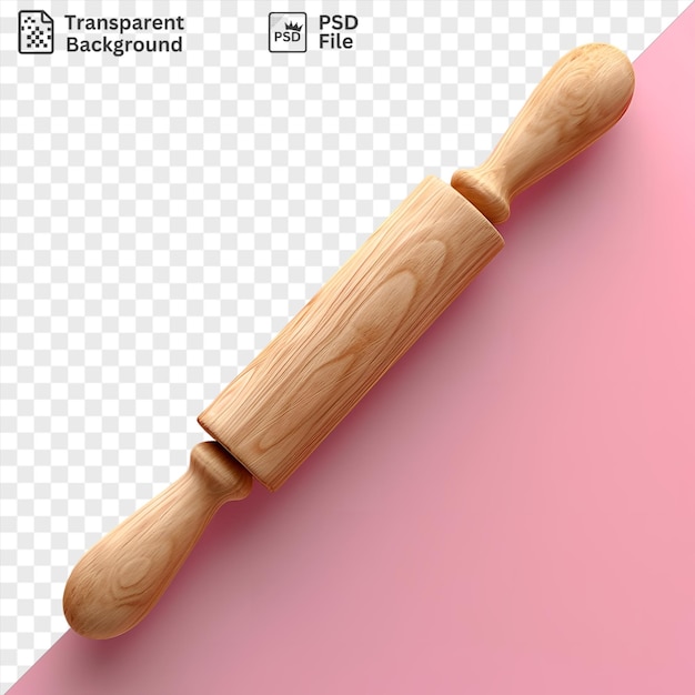 PSD psd transparent background rolling pin on a pink surface