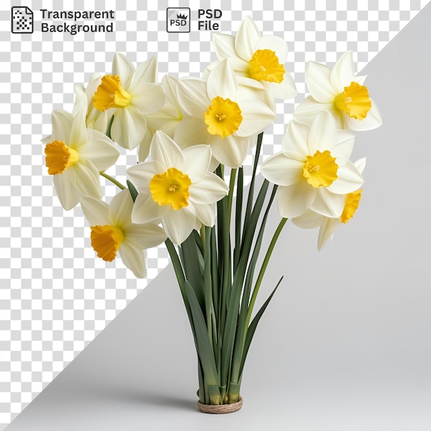 PSD psd transparent background with daffodils in a vase