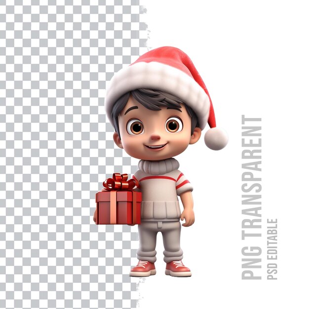 Psd transparent christmas boy