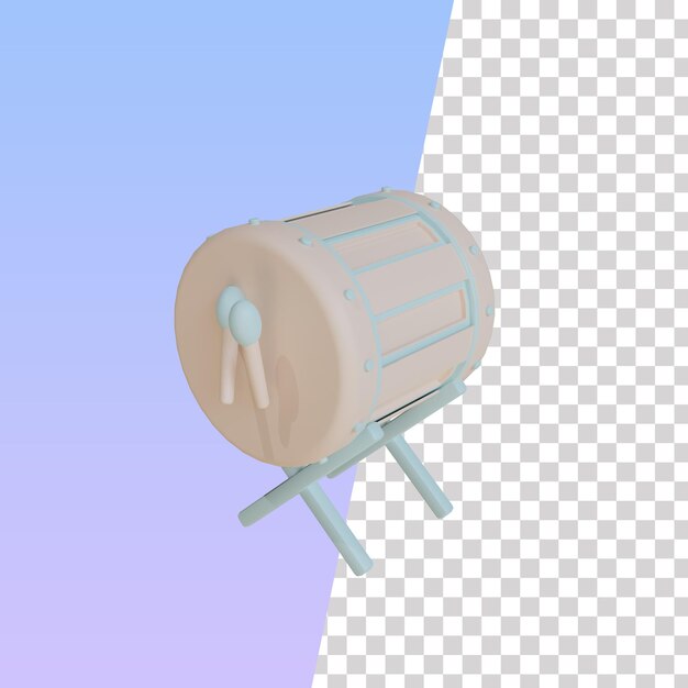 Psd transparent drum 3d icon