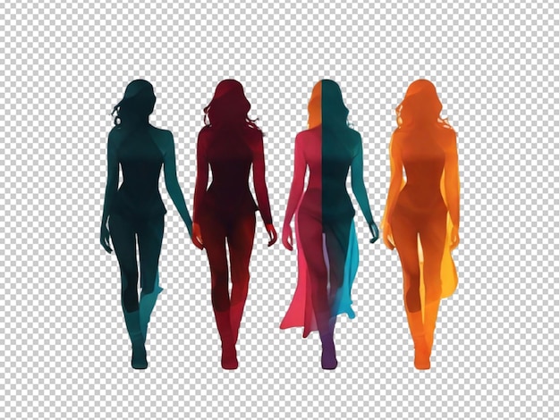 PSD psd of a transparent silhouette of a women group women39s day concept