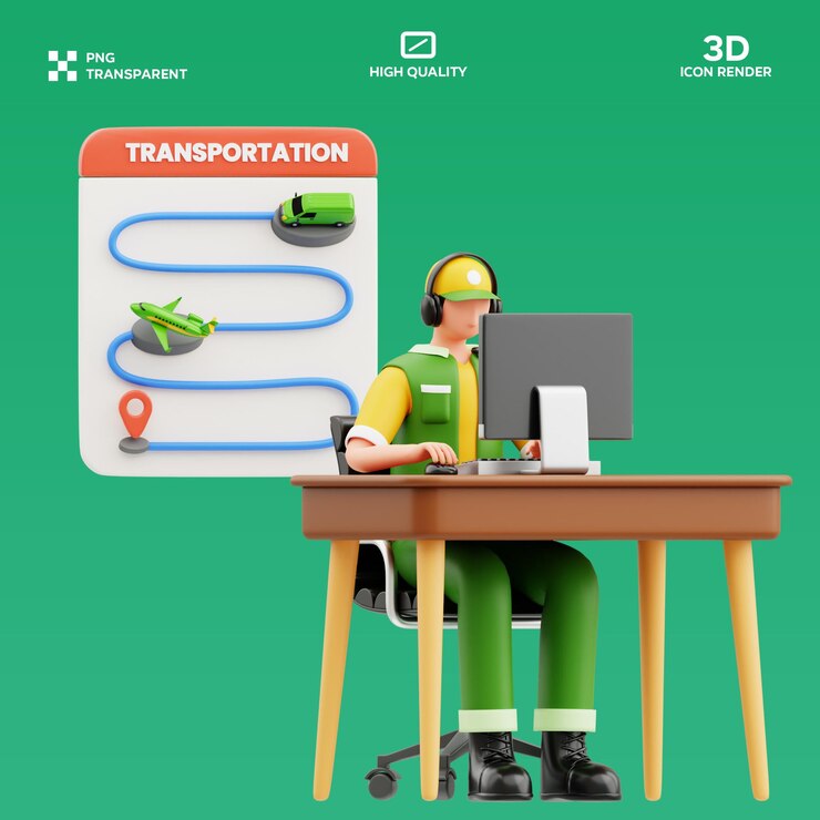 PSD psd transportation management 3d illustration