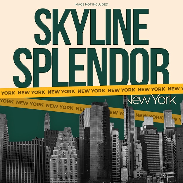 PSD psd travel skyline splendor new york szablon postów na instagramie