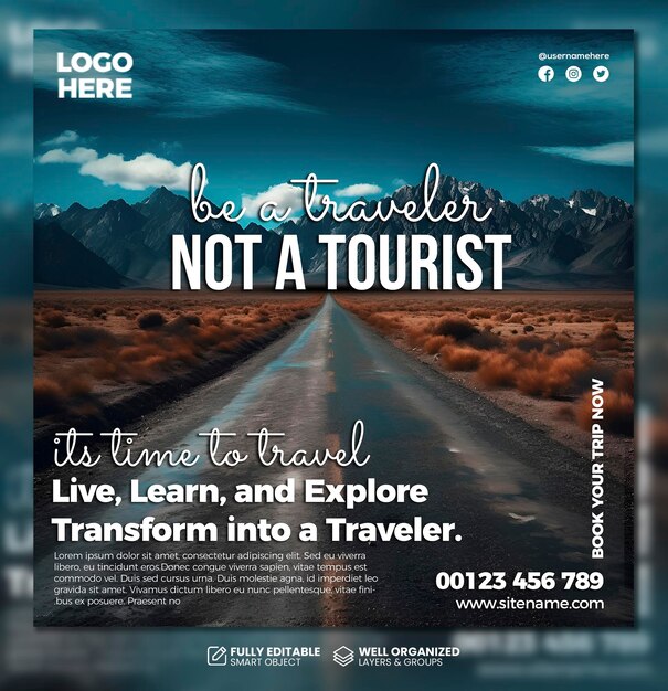 PSD psd travel social media web post template