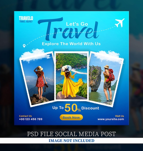 PSD psd travel tour social media post banner i social media template