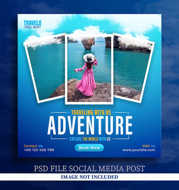 Psd tour di viaggio social media post banner e template di social media