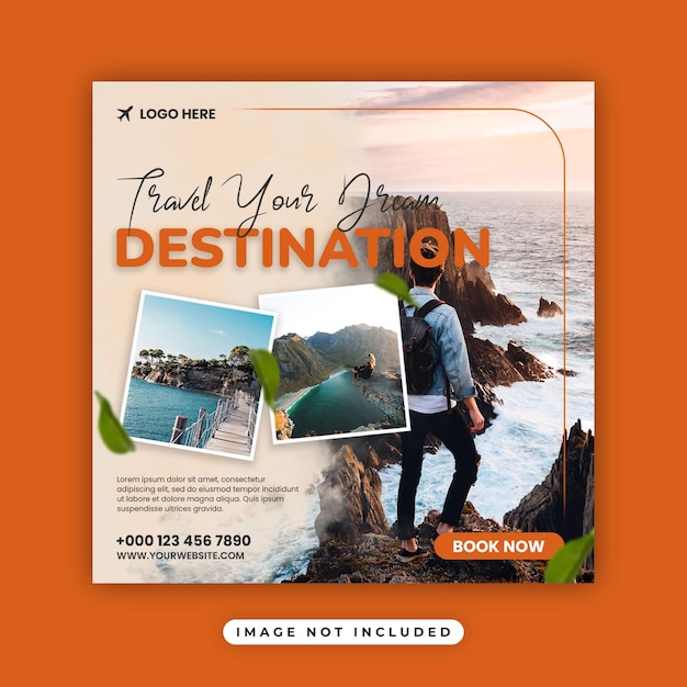 PSD travel and tour social media post instagram post template