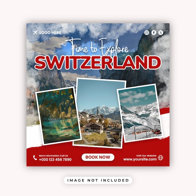 PSD travel and tour social media post instagram post template