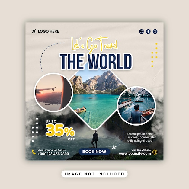 PSD travel and tour social media post instagram post template