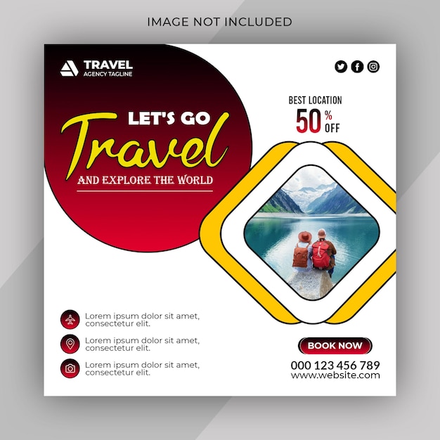 PSD psd travel and tourism instagram post or social media post template