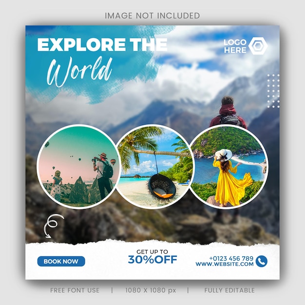 Psd travel and tourism social media post template