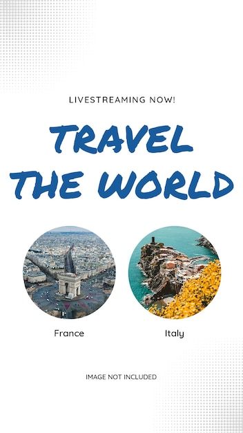 PSD Travelling The World Typography Design for Social Media and Instagram Story Template