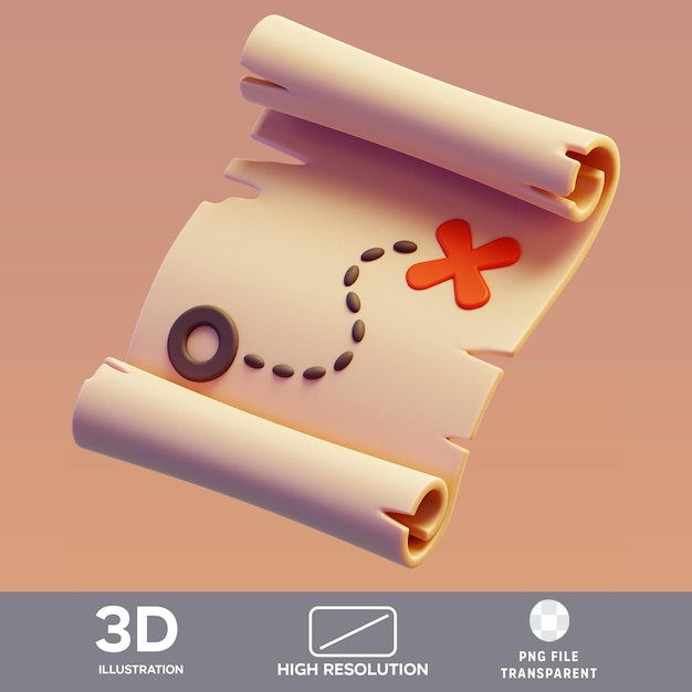 Карта сокровищ PSD 3D Иллюстрация