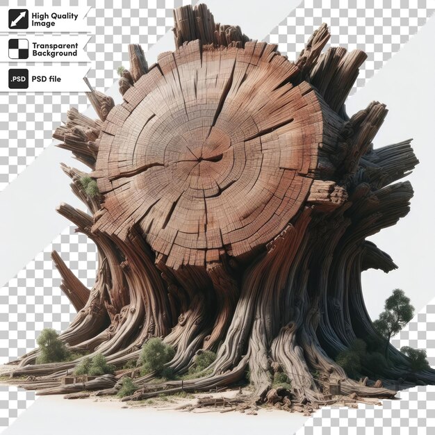 PSD psd tree trunkstump on transparent background with editable mask layer