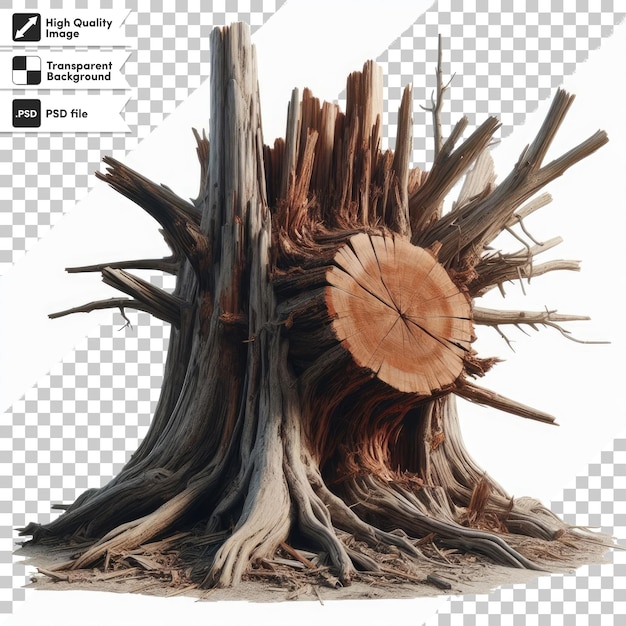 PSD psd tree trunkstump on transparent background with editable mask layer
