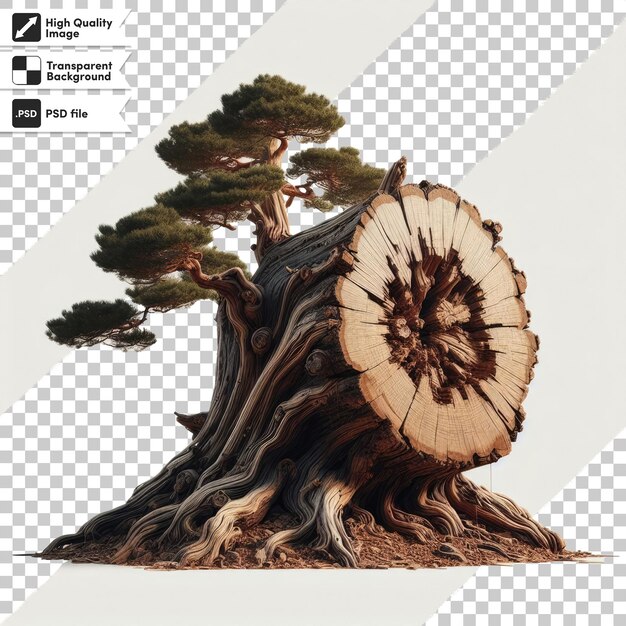 PSD psd tree trunkstump on transparent background with editable mask layer