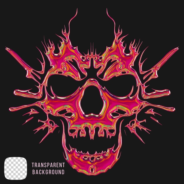 psd tribal skull shape with metallic effect 3d rendering