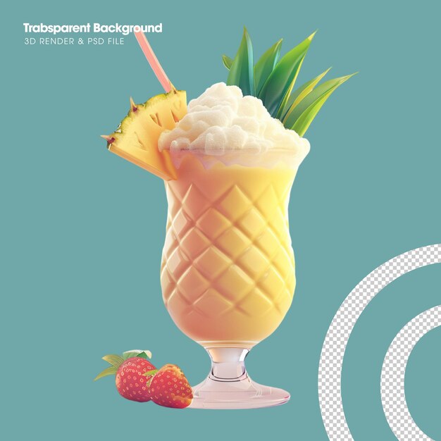 PSD psd tropische cocktails met hologram kleur full color object geïsoleerd 3d render