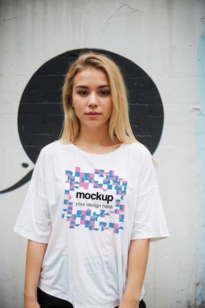 Psd tshirt mockup merch showcase template kunstzinnige fotoshoot stockfoto