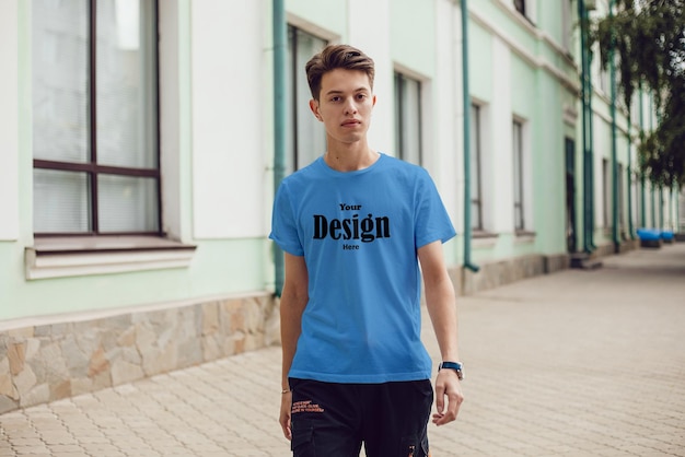 psd tshirt mockup stylish man amp beautful background