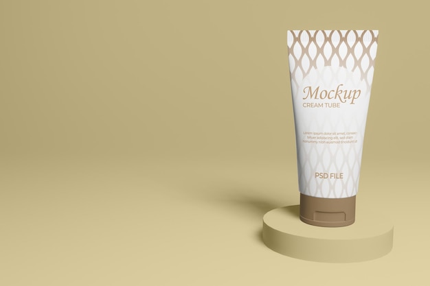 PSD tube packaging mockup for cream cosmetics product