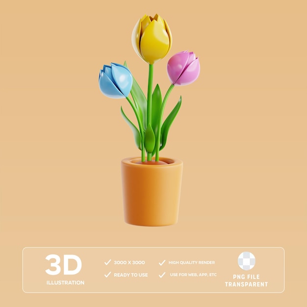 psd tulip 3d illustration