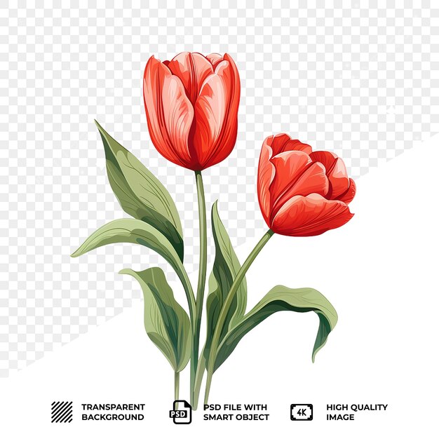 PSD psd tulip flower clipart isolated on transparent background