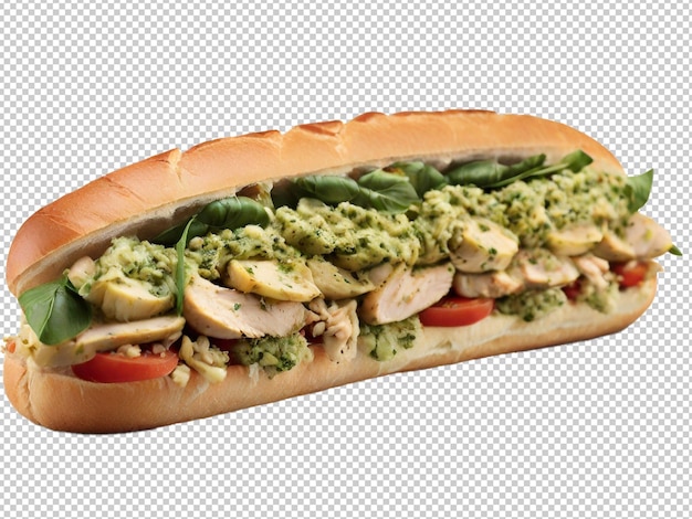 PSD psd baguette di tacchino e avocado png su uno sfondo trasparente