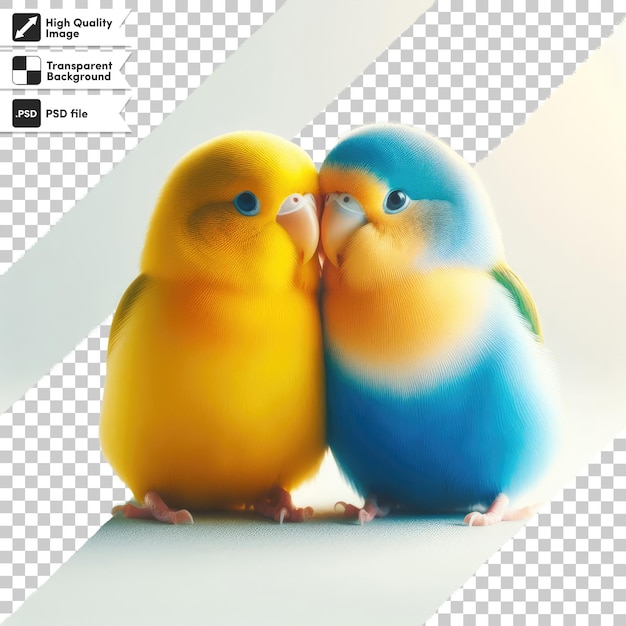 PSD psd due colorati pappagalli amano la foto di san valentino su sfondo trasparente con strato di maschera modificabile