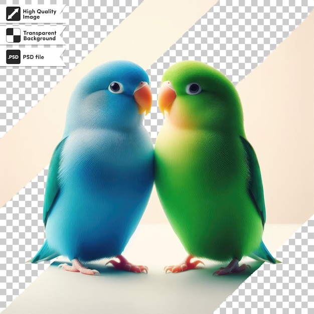 PSD psd two colorful parrot love valentine photo on transparent background with editable mask layer