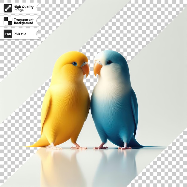 PSD psd due colorati pappagalli amano la foto di san valentino su sfondo trasparente con strato di maschera modificabile