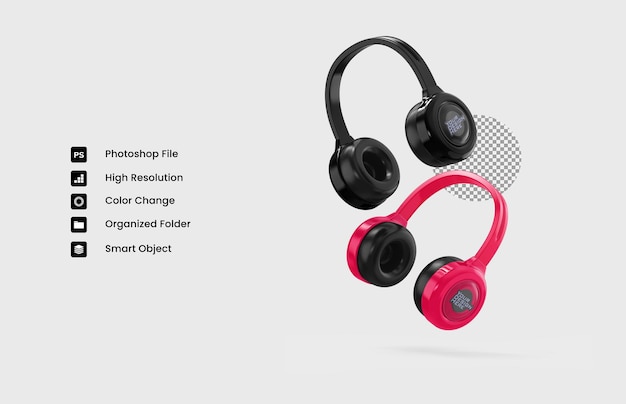 PSD psd two headphone 3d render